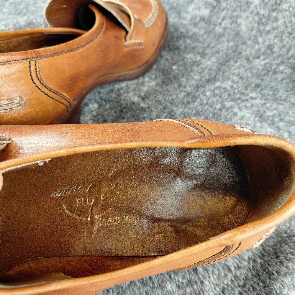 Florsheim Vintage Tan Leather Penny Loafers Made in Brazil 8W Whipstitch 70s - Picture 6 of 8